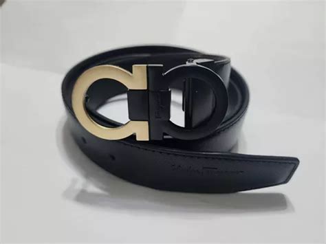 Cinturon Salvatore Ferragamo Black Gold Doble Vista Cuero